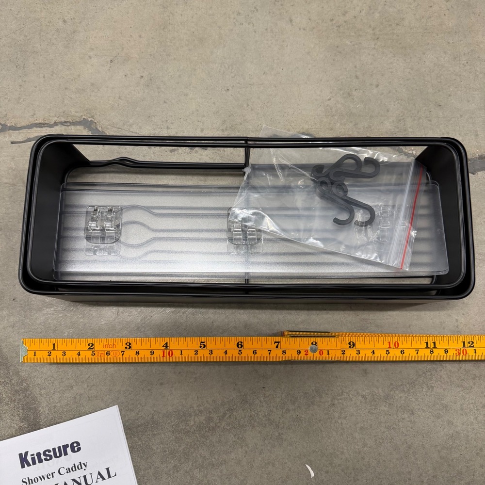 Kitsure Shower Caddy Set of 2 Black Metal Adhesive Bathroom Shelf No Drill